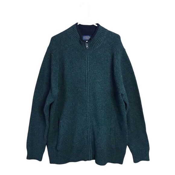 Pendleton Mens Green 100% Shetland Wool Full Zip Sweater Size XL - Picture 1 of 16